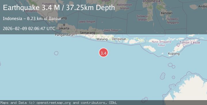 Map of South of Java, Indonesia