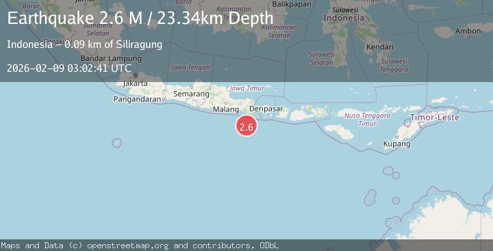 Map of South of Java, Indonesia