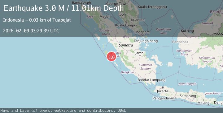 Map of Southern Sumatra, Indonesia