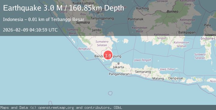 Map of Southern Sumatra, Indonesia