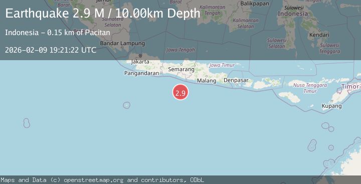 Map of South of Java, Indonesia