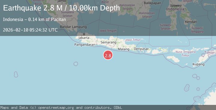 Map of South of Java, Indonesia