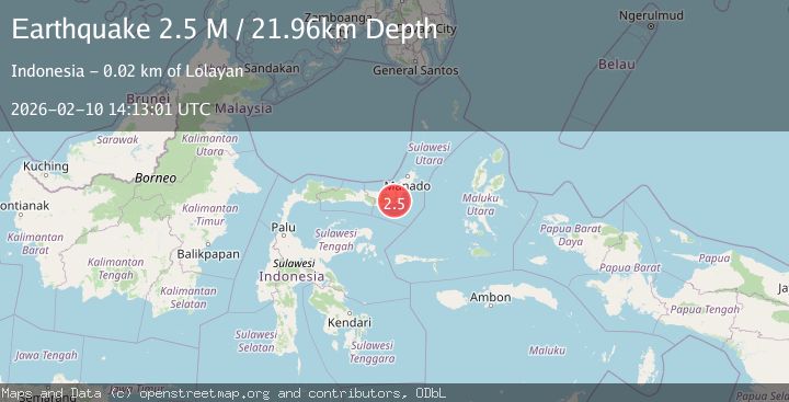 Map of Minahassa Peninsula, Sulawesi