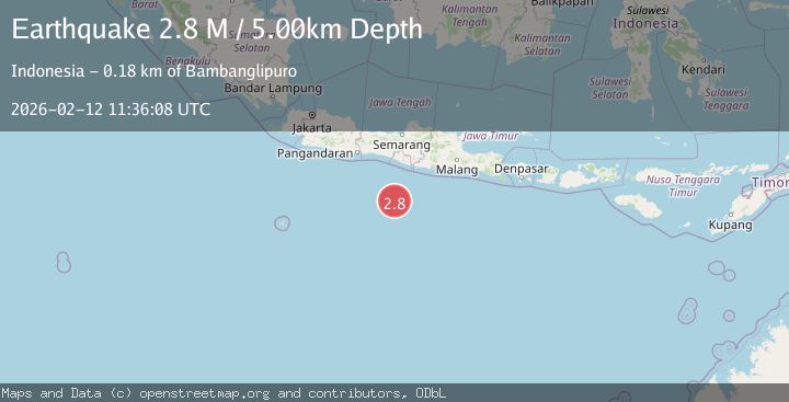 Map of South of Java, Indonesia