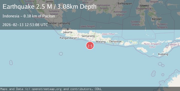 Map of South of Java, Indonesia