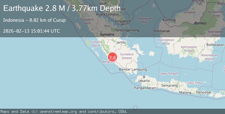 Map of Southern Sumatra, Indonesia
