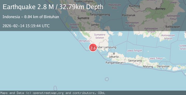 Map of Southern Sumatra, Indonesia