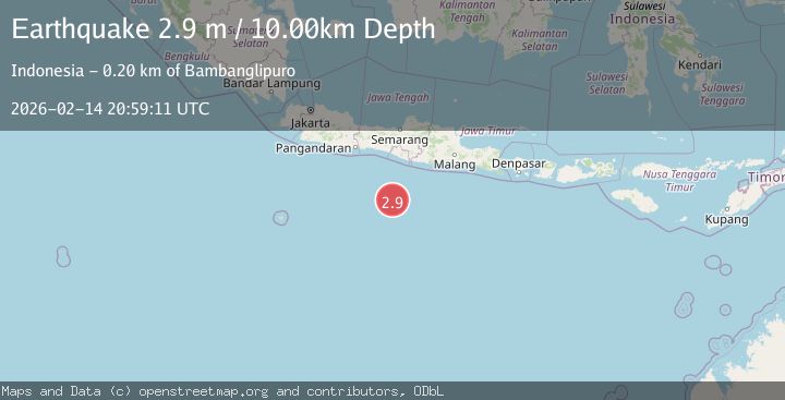 Map of South of Java, Indonesia