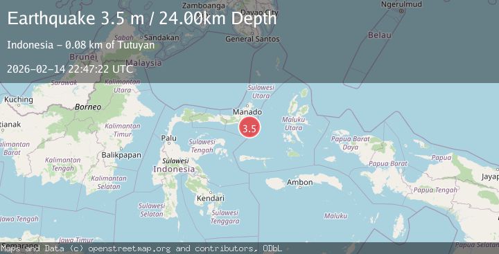 Map of Minahassa Peninsula, Sulawesi