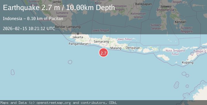 Map of South of Java, Indonesia