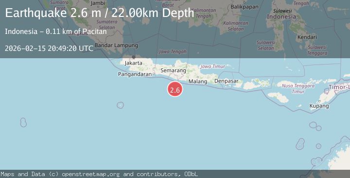 Map of South of Java, Indonesia