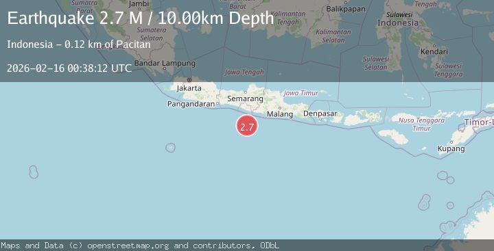 Map of South of Java, Indonesia