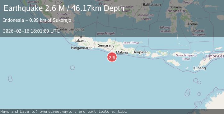 Map of South of Java, Indonesia