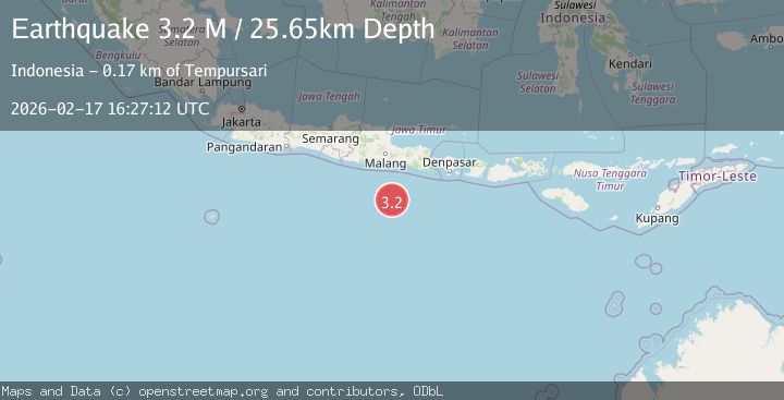 Map of South of Java, Indonesia