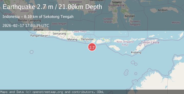 Map of South of Bali, Indonesia