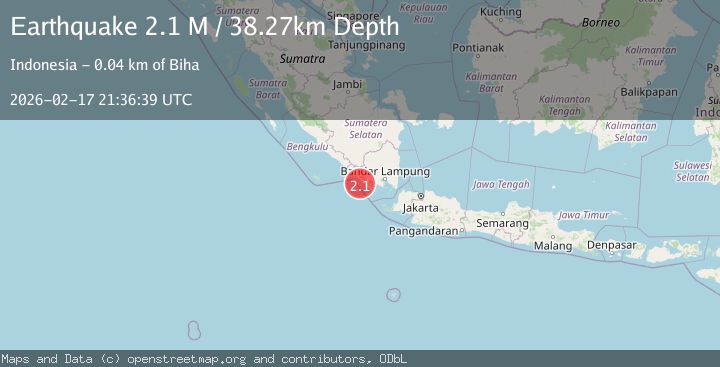 Map of Southern Sumatra, Indonesia