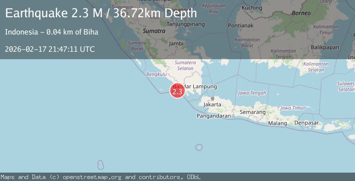 Map of Southern Sumatra, Indonesia