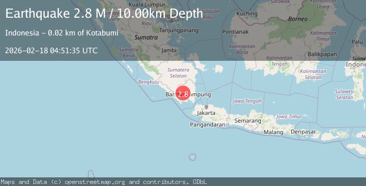 Map of Southern Sumatra, Indonesia