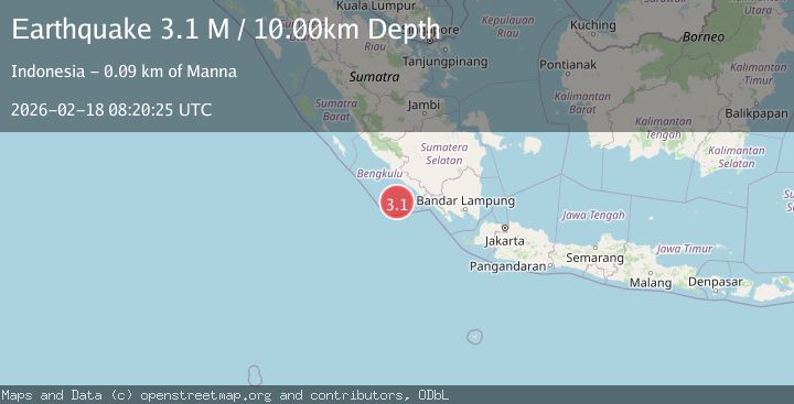 Map of Southern Sumatra, Indonesia