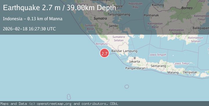 Map of Southern Sumatra, Indonesia