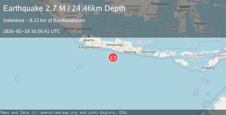 Map of South of Java, Indonesia