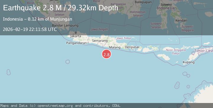 Map of South of Java, Indonesia