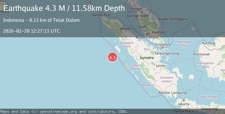 Map of Southwest of Sumatra, Indonesia