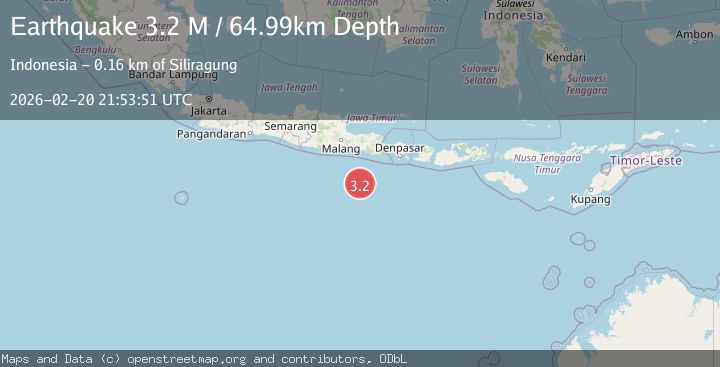 Map of South of Java, Indonesia