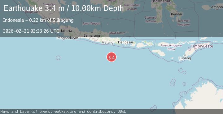 Map of South of Java, Indonesia