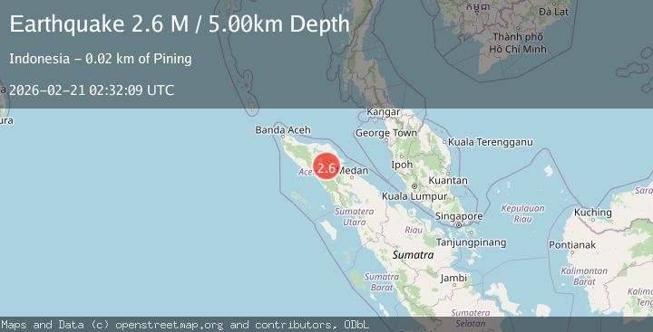 Map of Northern Sumatra, Indonesia