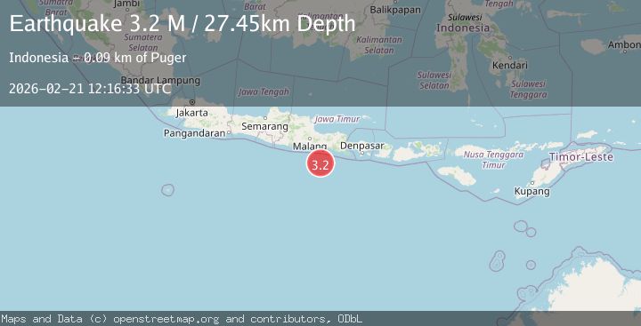 Map of South of Java, Indonesia