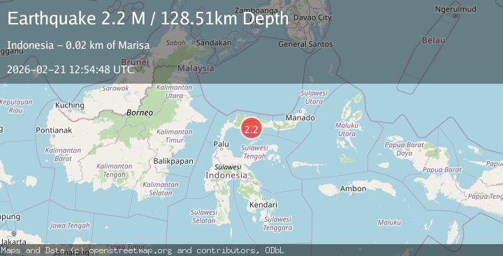 Map of Minahassa Peninsula, Sulawesi