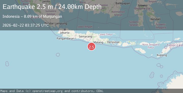 Map of South of Java, Indonesia