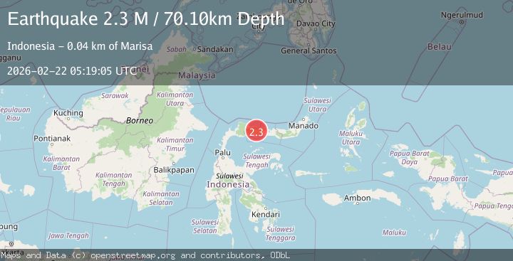 Map of Minahassa Peninsula, Sulawesi