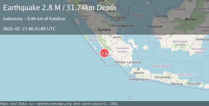 Map of Southern Sumatra, Indonesia