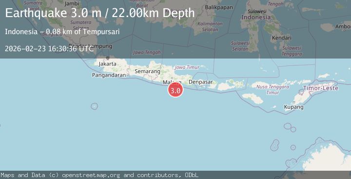 Map of South of Java, Indonesia
