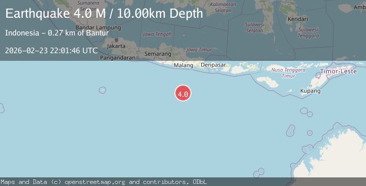 Map of South of Java, Indonesia