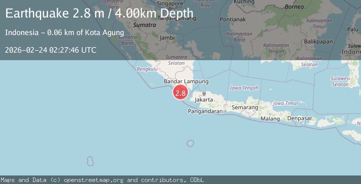 Map of Southern Sumatra, Indonesia