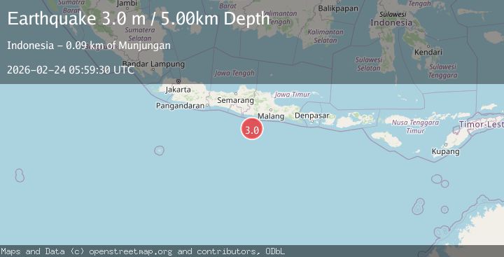 Map of South of Java, Indonesia