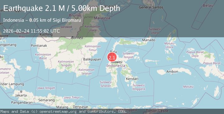 Map of Sulawesi, Indonesia