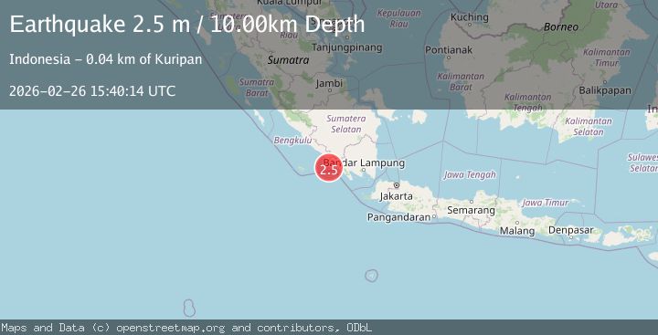 Map of Southern Sumatra, Indonesia