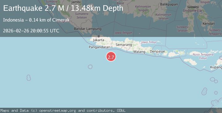 Map of South of Java, Indonesia