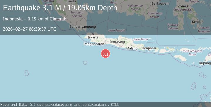 Map of South of Java, Indonesia