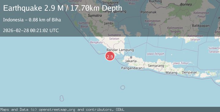Map of Southern Sumatra, Indonesia
