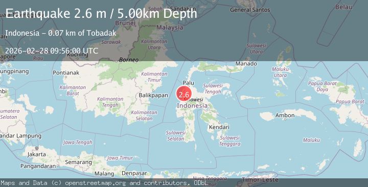 Map of Sulawesi, Indonesia