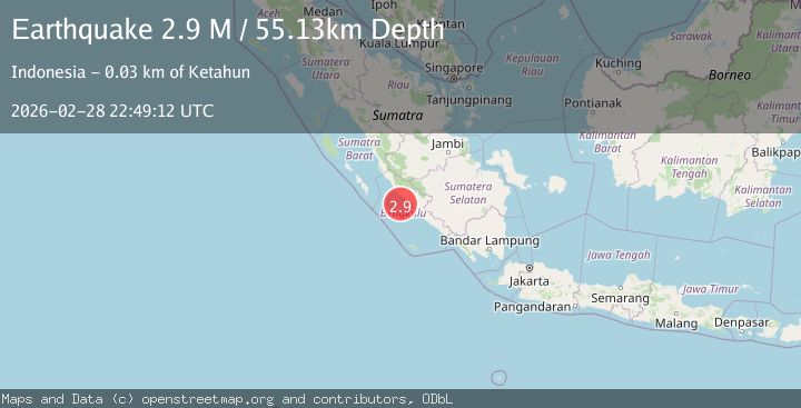 Map of Southern Sumatra, Indonesia