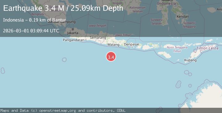 Map of South of Java, Indonesia