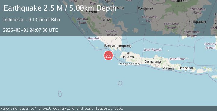 Map of Southwest of Sumatra, Indonesia