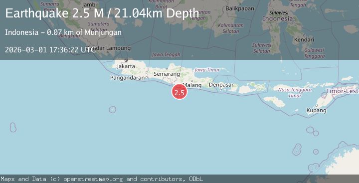 Map of Java, Indonesia