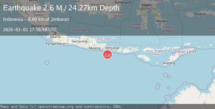 Map of South of Bali, Indonesia